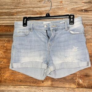 True Craft Blue Jean Shorts with Cuffed Hem and Relaxed Fit